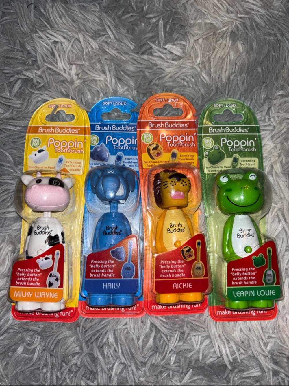 BUY NOW LISTING Poppin' Kids Toothbrush ~ Cow, Elephant, Lion, or Frog